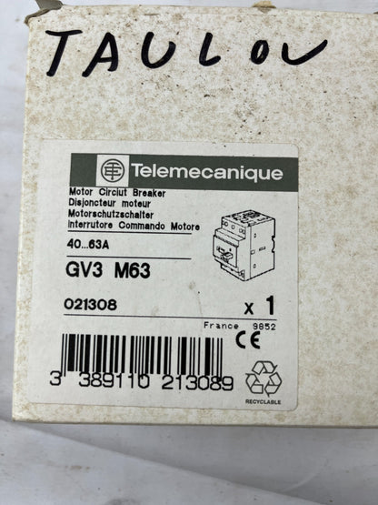 Telemecanique GV3-M63 Motor Circuit Breaker 40-63A Manual Motor Starter New