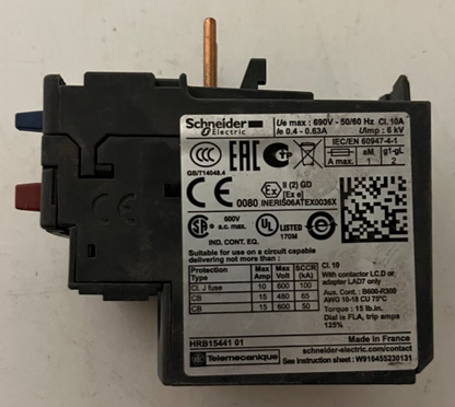 Schneider Electric LRD04 TeSys Thermal Overload Relay 0.4–0.63A 690V, Used OK