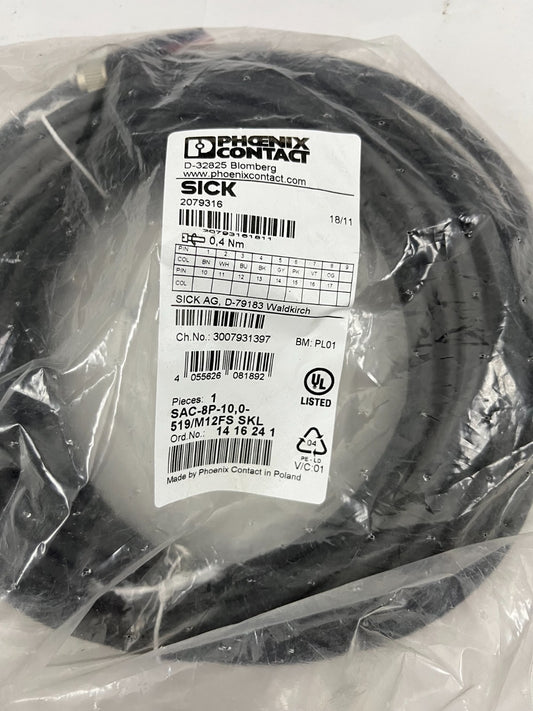 Phoenix Contact SAC-8P-10.0-519/M12FS SKL Sensor Cable 8-Pin M12 Female 10m SICK