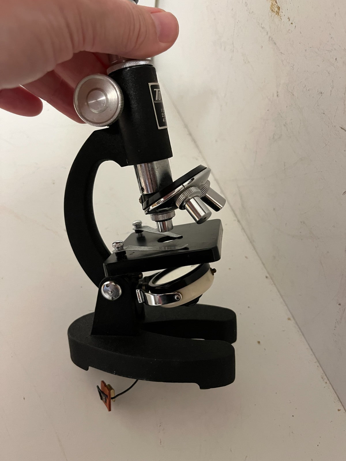 TOWA Microscope 100x 200x 400x With Original Wooden Case Good Working Order