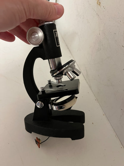 TOWA Microscope 100x 200x 400x With Original Wooden Case Good Working Order