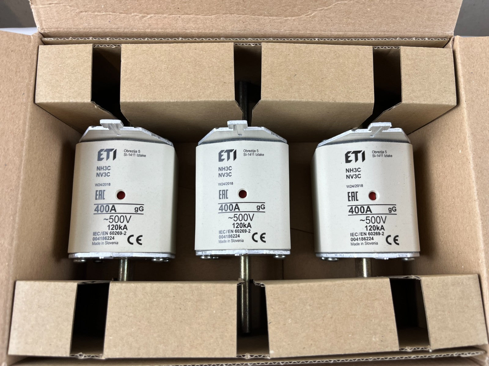 3x ETI NH3C 400A 500V gG NH3 Fuse Links Bals 93181 Box New Never Used