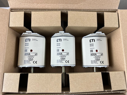 3x ETI NH3C 400A 500V gG NH3 Fuse Links Bals 93181 Box New Never Used