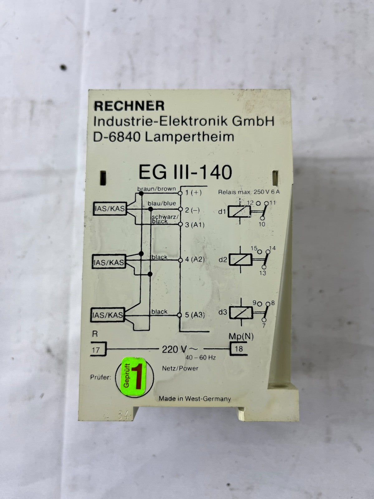 Rechner EG III-140 Safety Relay Interface Module 220V AC 3-Channel Used Spare