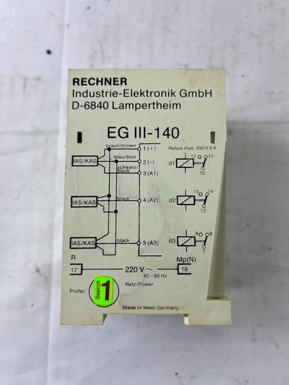 Rechner EG III-140 Safety Relay Interface Module 220V AC 3-Channel Used Spare