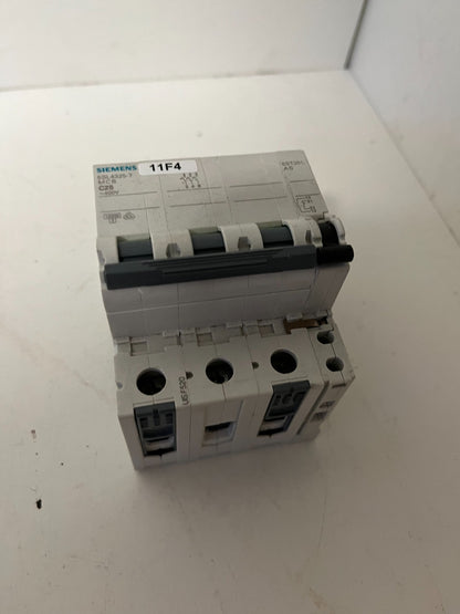Siemens 5SL4325-7 C25 3-Pole MCB 25A 400V w/ 5ST3010 Aux Switch Used Spare Unit