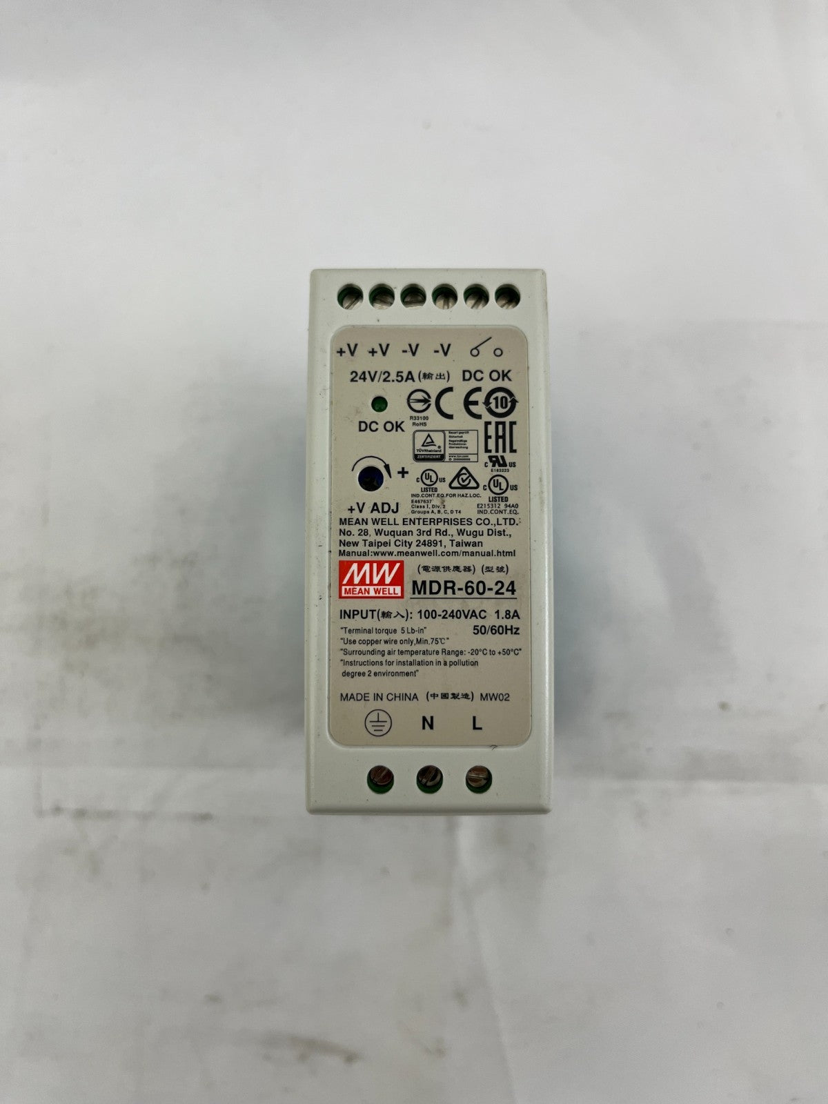 New Mean Well MDR-60-24 DIN Rail Power Supply 24V 2.5A 60W Sealed Box