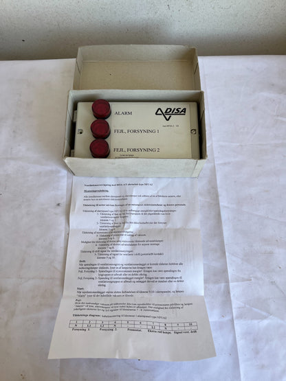 DISA NFUA 2 Ventilation Alarm Panel 3 Red Lamps New Spare Unit Danish