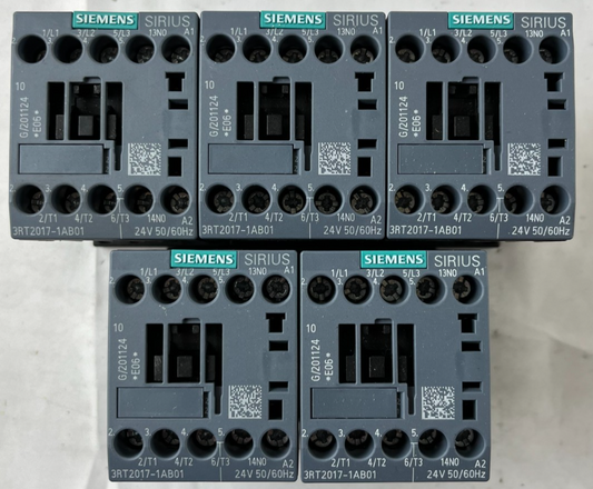 Siemens 3RT2017-1AB01 Contactor 24V Coil 3P SIRIUS Used Lot 5x Spare Units