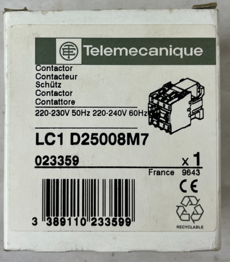 Telemecanique LC1D25008M7 Contactor 4-Pole 40A AC-1 2NO/2NC 220–240V AC Coil New
