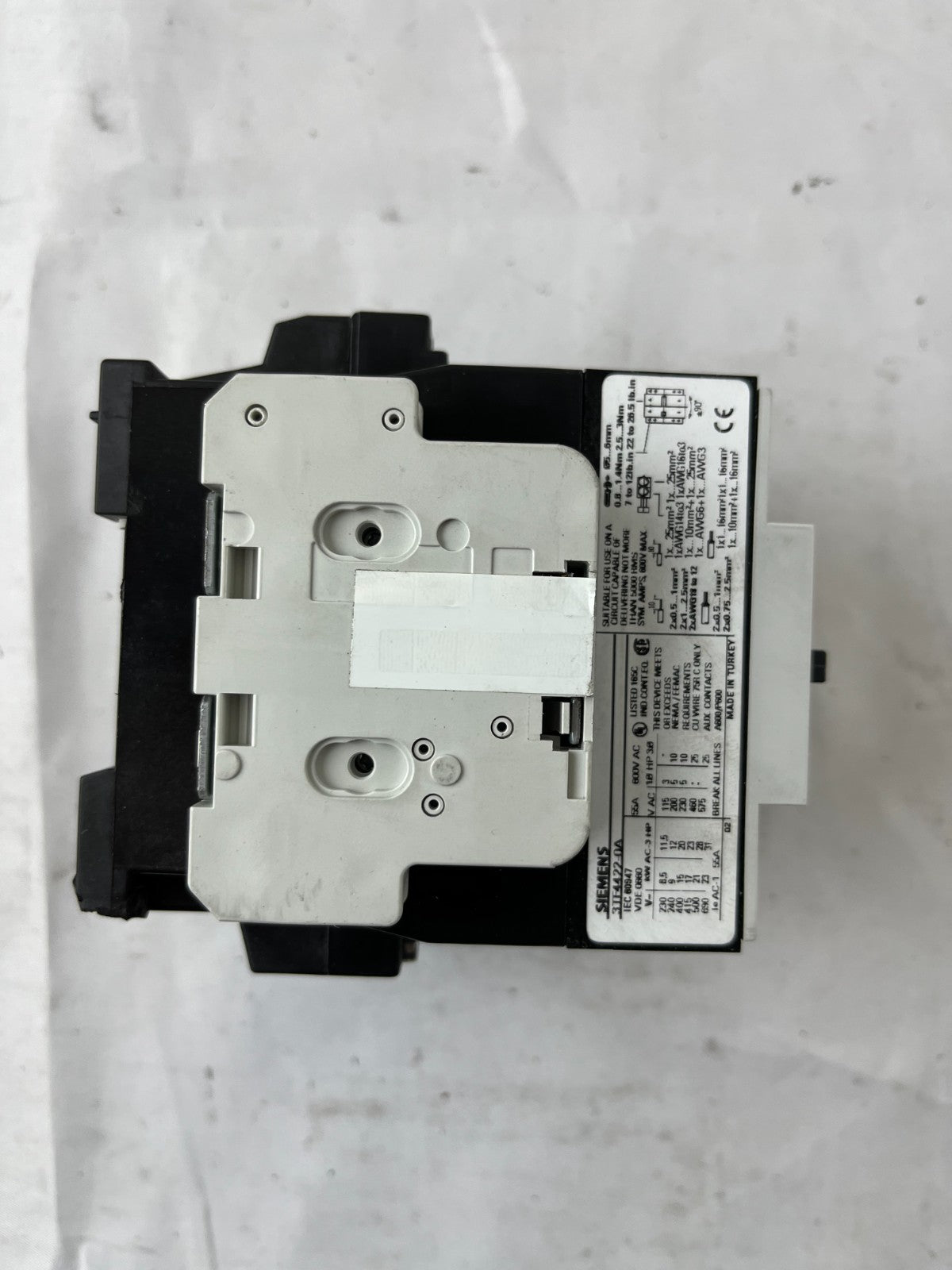 Siemens 3TF44 Contactor 3P w/ 3TY7561-1AA00 Aux Contact Block Used Spare Unit