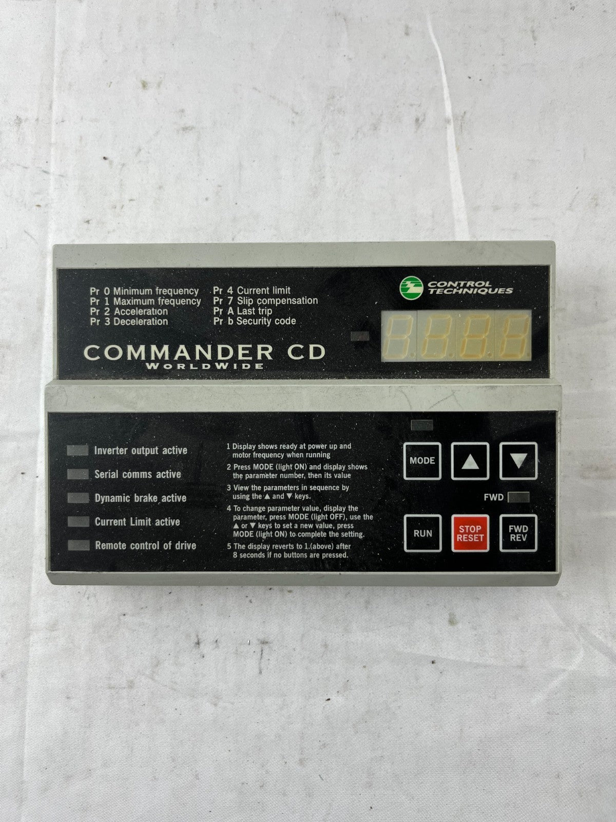 Control Techniques Commander CD Keypad Operator Panel DCN 93400 Used Working