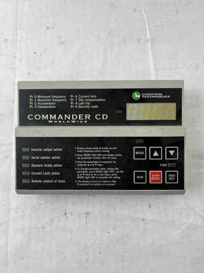 Control Techniques Commander CD Keypad Operator Panel DCN 93400 Used Working