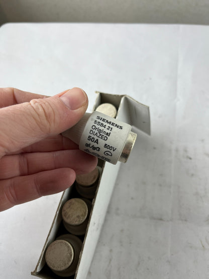 Siemens 5SB4 21 DIII 50A 500V gL/gG Diazed Fuse Links Box Of 5 New Spares
