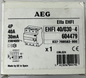 AEG EHFI 40/030-4 4P 40A 30mA RCD Residual Current Device New Spare Unit