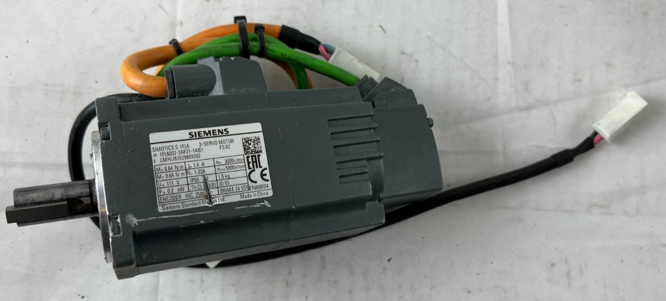 Siemens 1FL6032-2AF21-1AB1 SIMOTICS S-1FL6 Servo Motor 0.2kW 3000rpm Brake Used