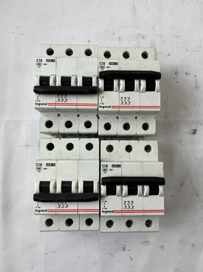 Legrand 6048 33 C10 4-Pole Circuit Breaker 400V 6kA Lot 4pcs Used Spare Units
