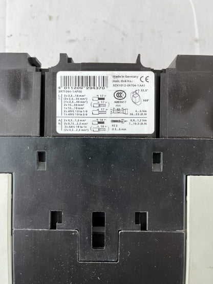 Siemens 3RT1044-1AP00 Contactor + 3RU1146-4MB0 Overload Relay 65A 30kW 230V Coil