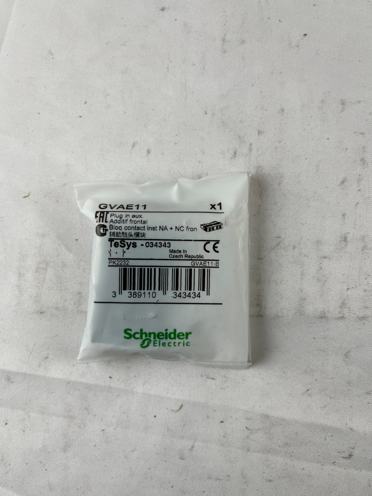 Schneider Electric GVAE11 TeSys Auxiliary Contact Block 1NO+1NC Front Mount New