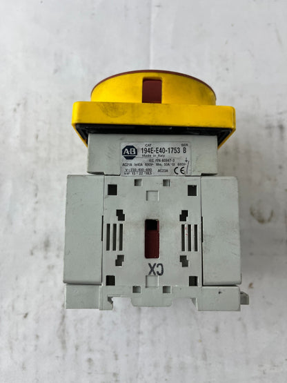 Allen Bradley 194E-E40-1753 Rotary Isolator Switch 40A 690V Motor Disconnect