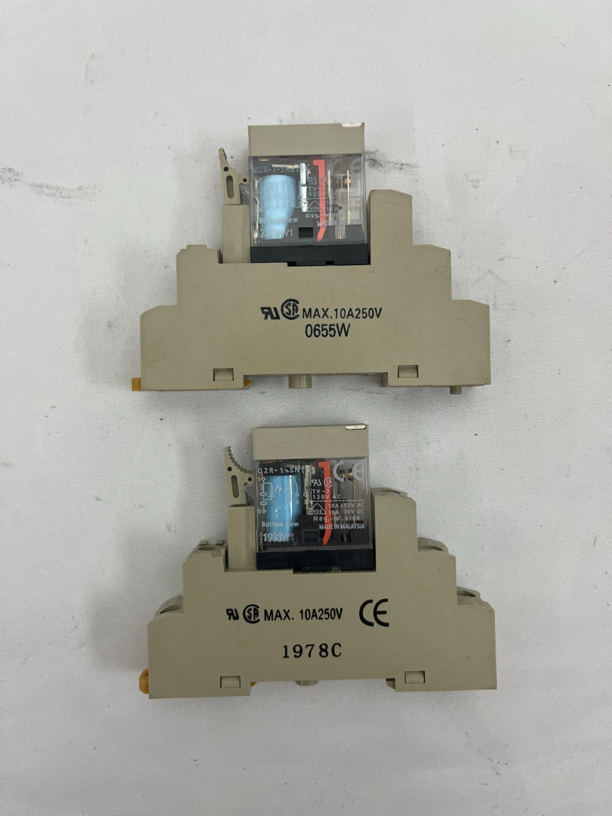 Omron G2R-1-SN 24V DC SPDT Industrial Relay Bundle – 2x Used, Tested, DIN Mount