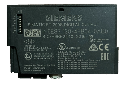 Siemens 6ES7138-4FB04-0AB0 ET 200S F-DQ 4x24V/2A PROFIsafe Digital Output Module