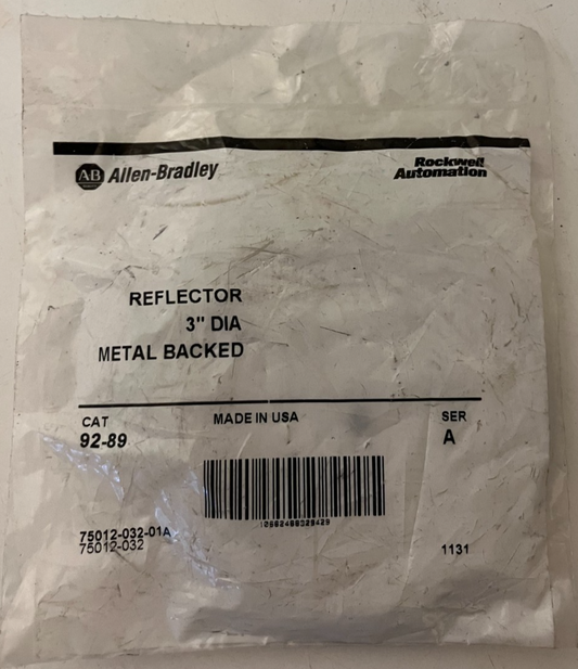 Allen‑Bradley 92‑89 Reflector 3" Dia Metal Backed New Sealed USA Spare Unit