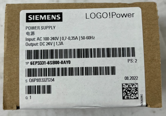 Siemens 6EP3331-6SB00-0AY0 LOGO! Power Supply 24V DC 1.3A New in Box