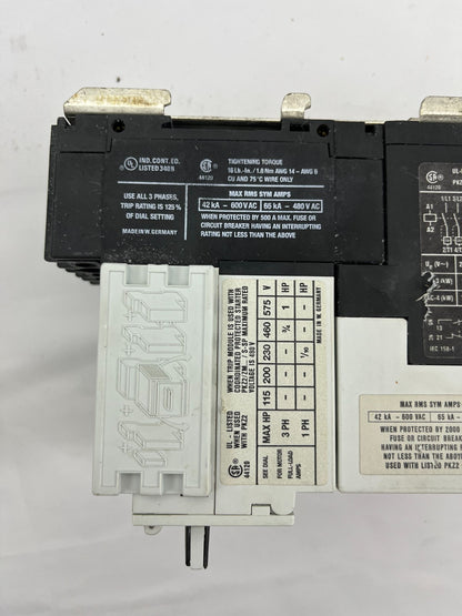 Moeller PKZ2 Motor Protection Breaker ZM-1,6-PKZ2 S-PKZ2 1-1.6A 10A 600VAC Used