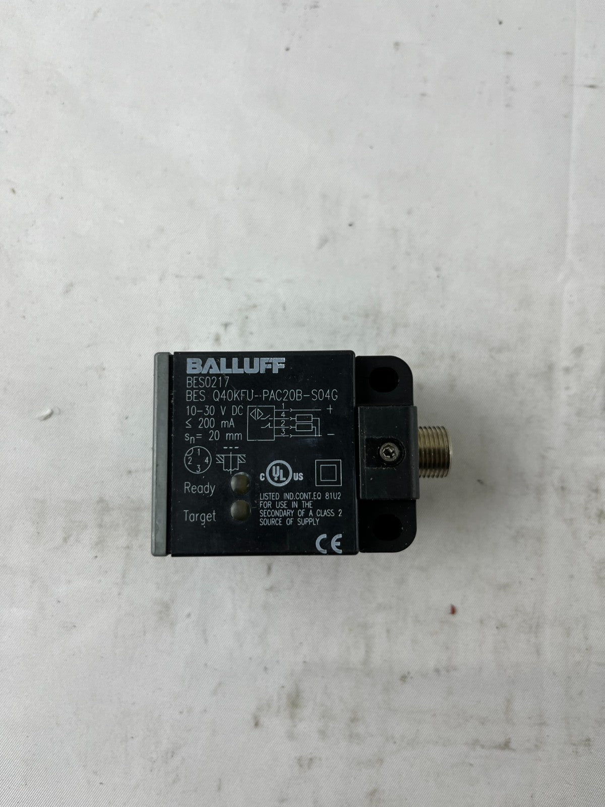 Balluff BES0217 BES Q40KFU-PAC20B-S04G Inductive Sensor 10-30VDC 20mm Used