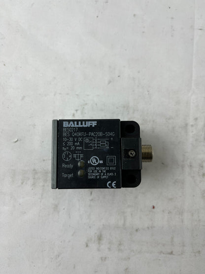 Balluff BES0217 BES Q40KFU-PAC20B-S04G Inductive Sensor 10-30VDC 20mm Used