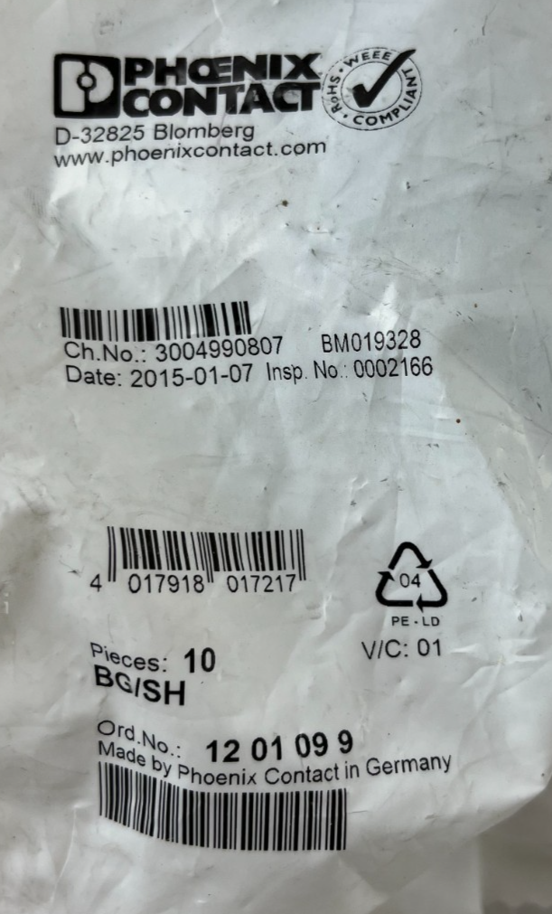 Phoenix Contact BG/SH 1201099 Angled DIN Rail Brackets M6 Pack of 10 New Units