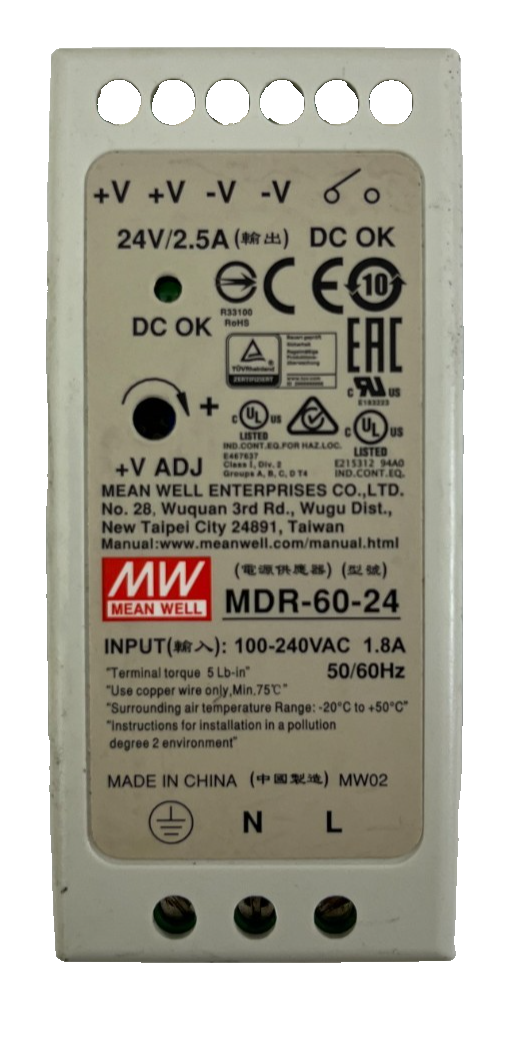 Mean Well MDR-60-24 DIN Rail Power Supply 24V 2.5A 60W, Tested, Industrial Part