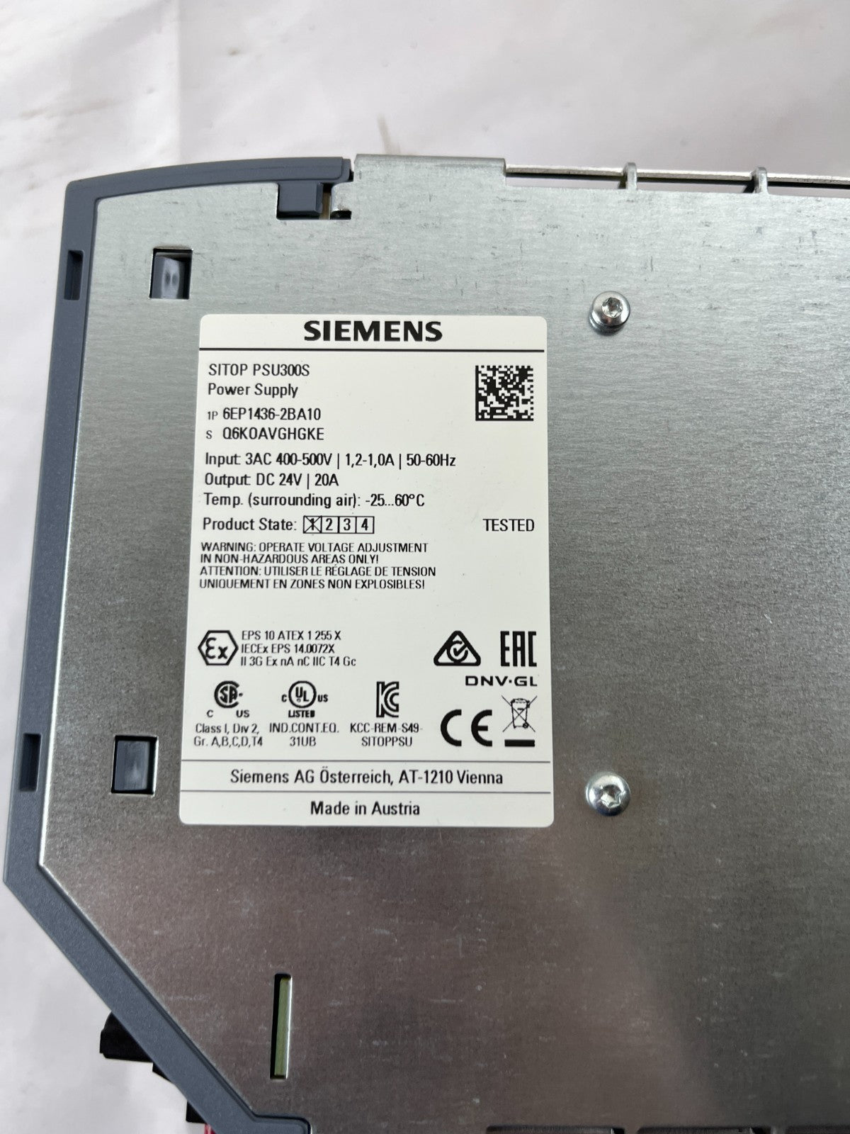Siemens SITOP PSU300S 6EP1436-2BA10 24V 20A Power Supply Tested Used Spare Unit