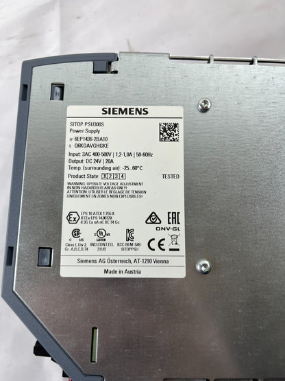 Siemens SITOP PSU300S 6EP1436-2BA10 24V 20A Power Supply Tested Used Spare Unit