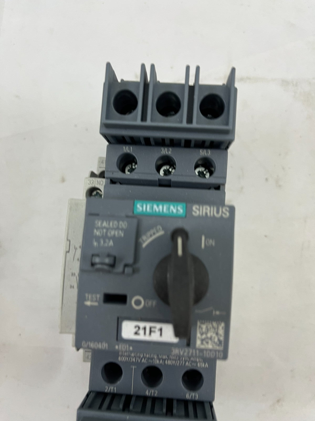 Siemens SIRIUS 3RV2711-1DD10 Motor Protection Circuit Breaker, 3-Pole, 3.2A