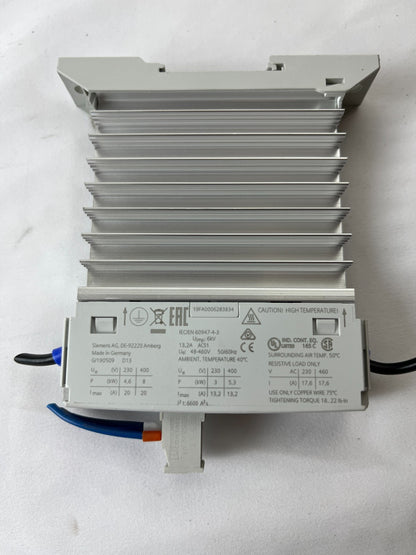 Siemens 3RF2320-1DA44 SIRIUS Solid State Relay 20A 460V 24VDC Coil Used Spare