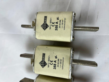 Damat NH2 355A 500V GL GG Fuses Lot Of 3 Used EBamat Spare Units