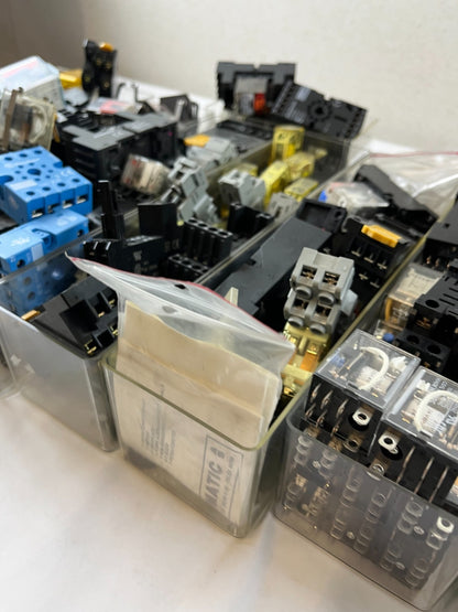 Mixed Industrial Relay Huge Lot Finder Schrack Omron Plug-In Relays Sockets Used