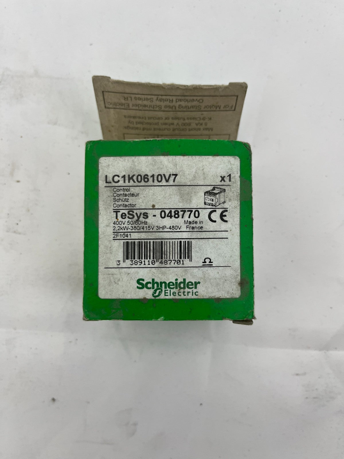 Schneider Electric LC1K0610V7 TeSys K Contactor 3P, 6A, 400V Coil, New in Box