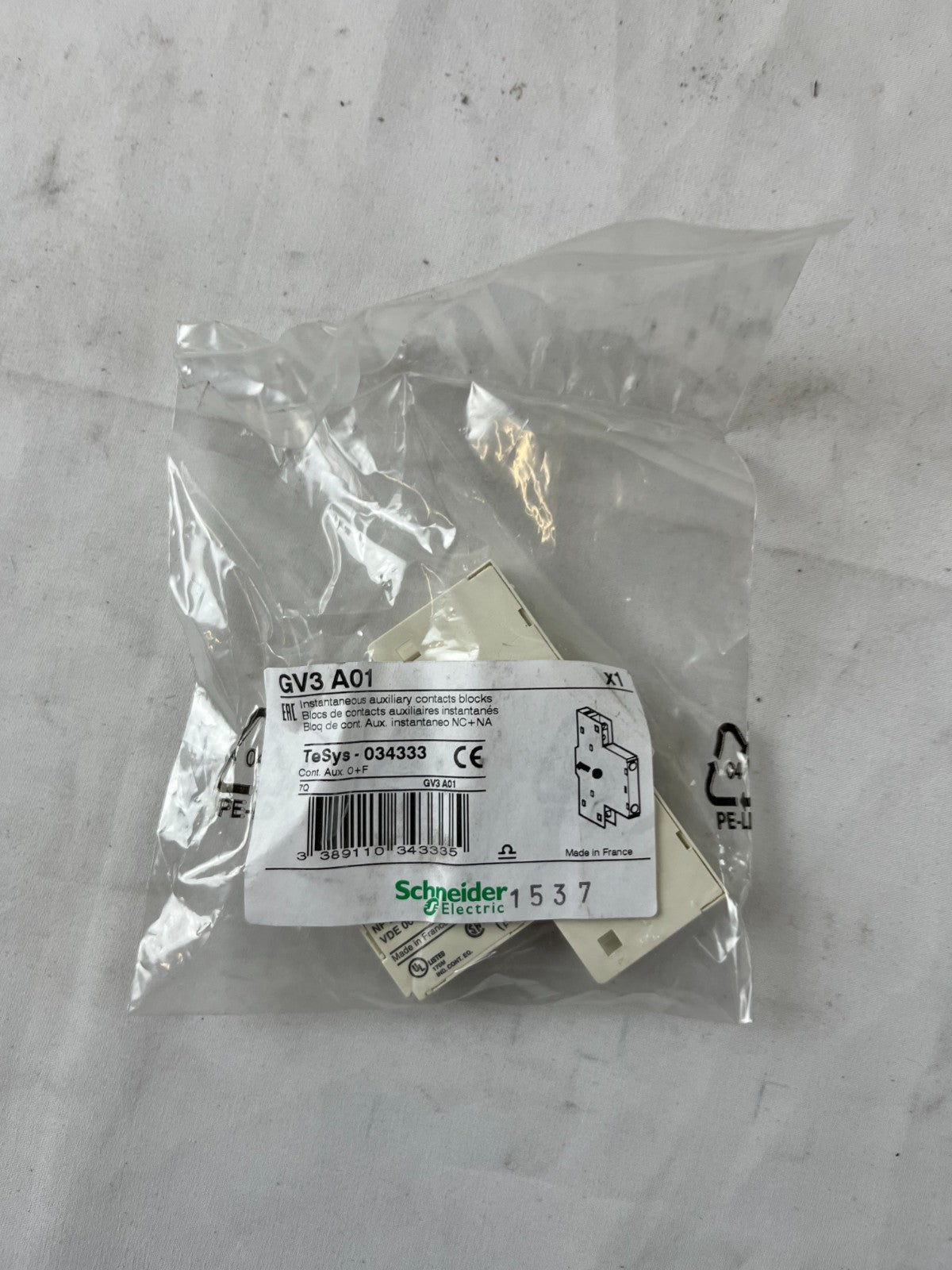 Schneider GV3A01 Auxiliary Contact Block 1NO+1NC TeSys GV3 New Unit