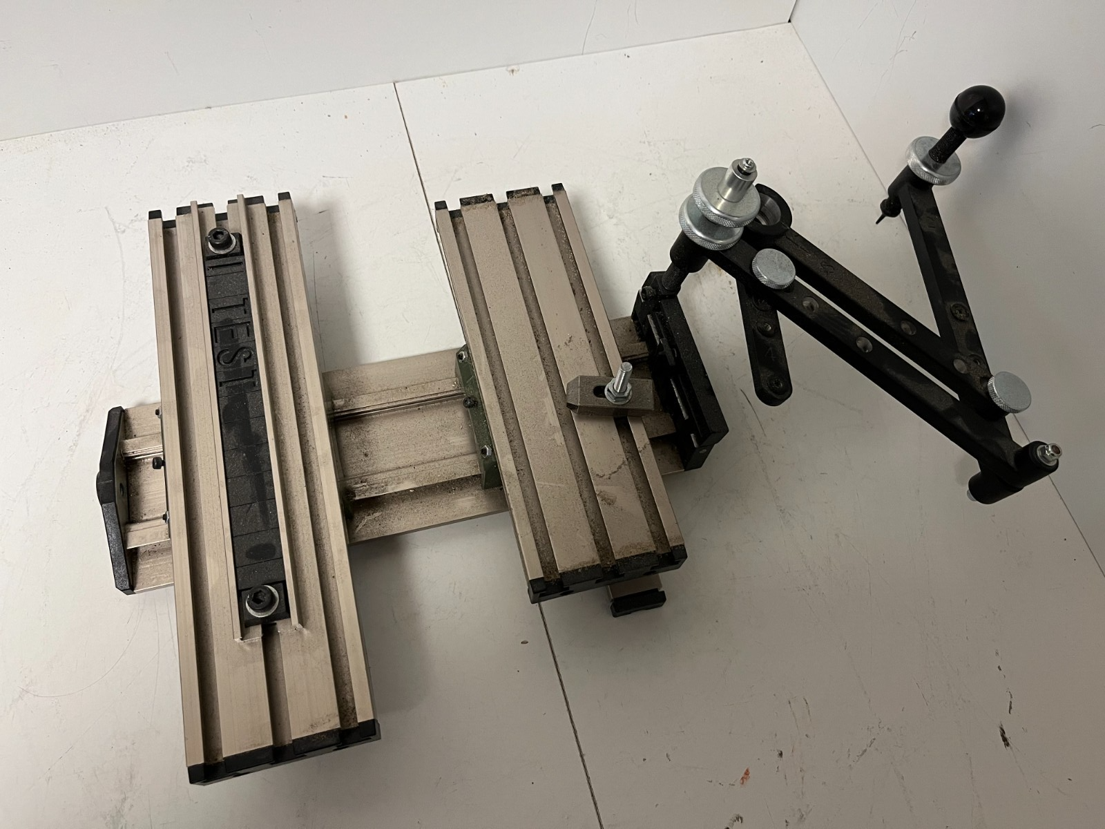 Modular Aluminum Test Bench Setup T-Slot Frame Adjustable Arm Used As-Is