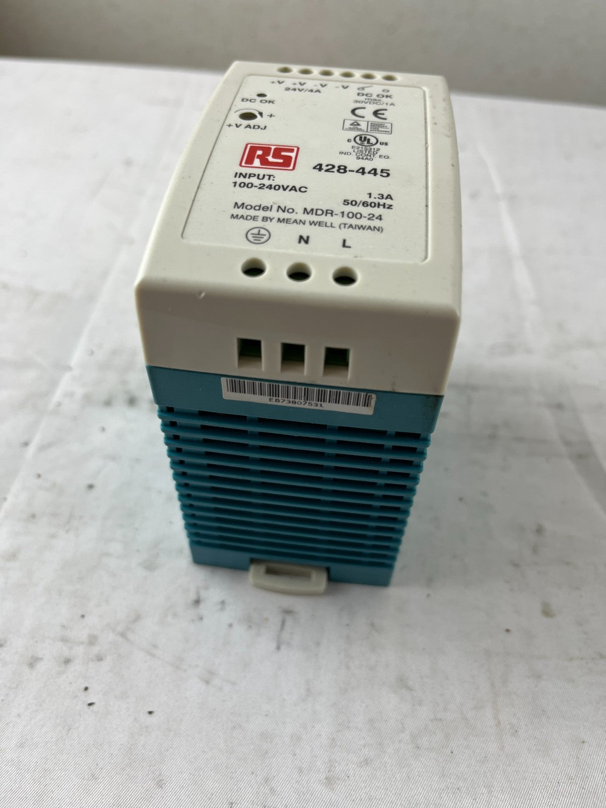 RS 428-445 Mean Well MDR-100-24 DIN Rail Power Supply 24VDC 4A Used Spare