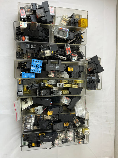 Mixed Industrial Relay Huge Lot Finder Schrack Omron Plug-In Relays Sockets Used