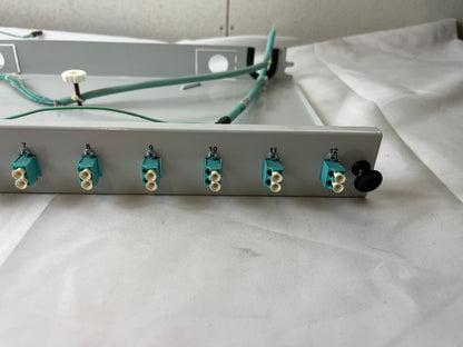 12 Port LC Duplex Fiber Optic Patch Panel Rack Mount OM3 Aqua MMF Used SPare