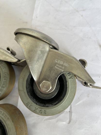 Blickle 80 X 32 Swivel Casters With Brake Set Of 3 Used Germany Spare Units