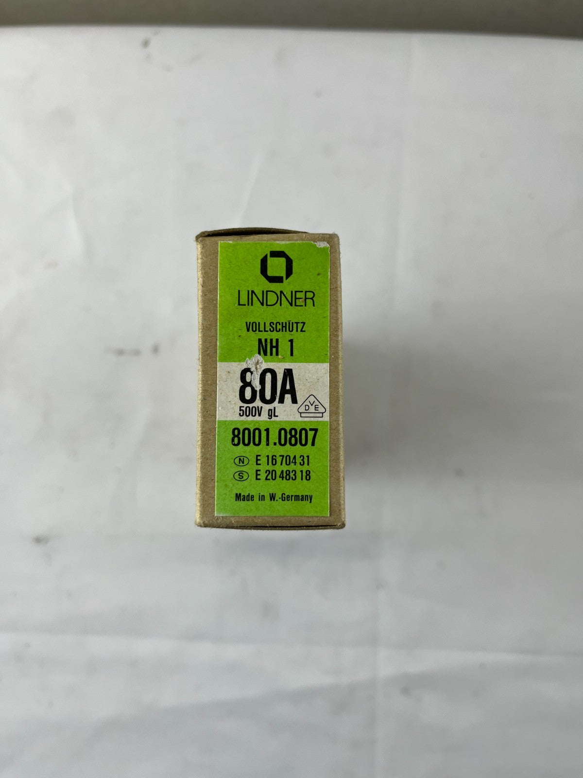 Lindner Vollschutz NH1 8001.0807 Fuse 80A 500V gL/gG Corrosion Resistant Germany