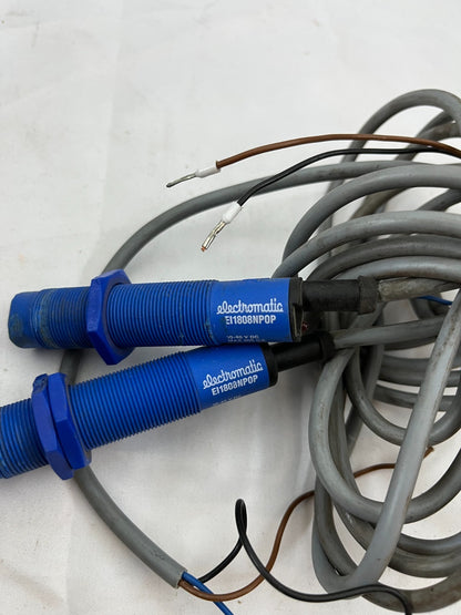 2x Electromatic EI1808NPOP Inductive Proximity Sensors M18 8mm DC 10-40V NPN