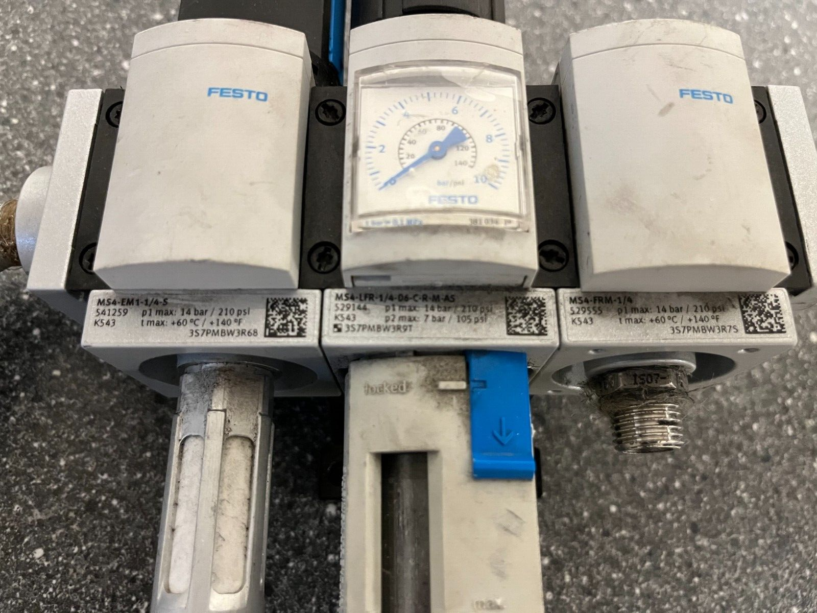FESTO MS4 Pneumatic Filter Regulator Unit Gauge MS4-LFR-1/4-D6-C-R-M-AS