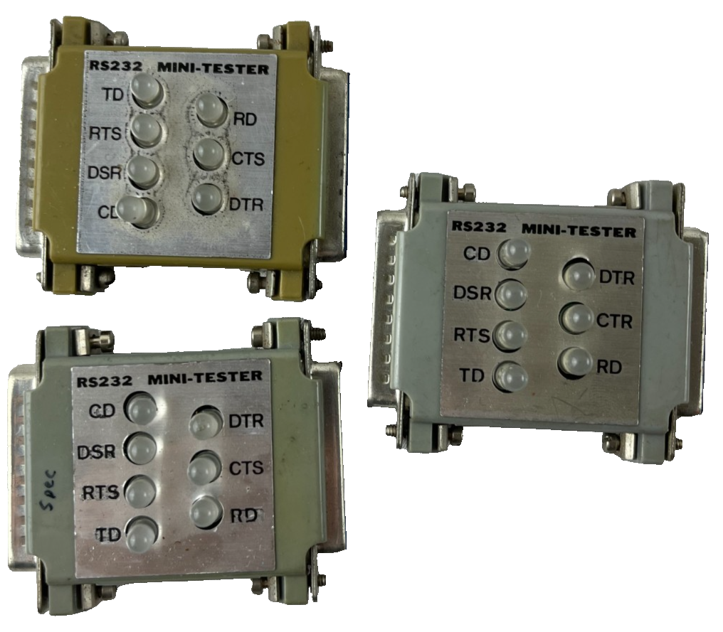 RS232 Mini Tester DB25 Serial Line Monitor LED Lot of 3 Used Spare Units